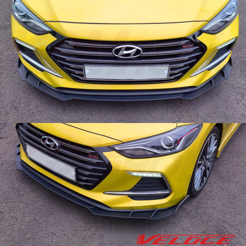 Gloss Black 3-Piece Front Bumper Lip Splitter For 2017-2018 Hyundai Elantra Sedan (KDM Style)